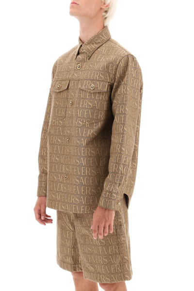 Shop Versace Allover Overshirt Jacket Men In Brown
