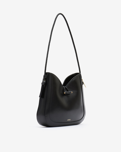 Shop Isabel Marant Vigo Leather Hobo Shoulder Bag In Black