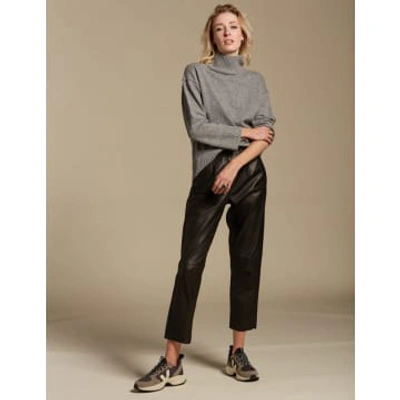 Shop Mdk Black Iris Leather Trousers