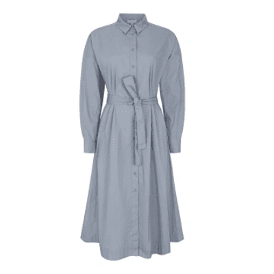 Shop Esme Studios Blue Ellinor Ls Midi Shirt Dress