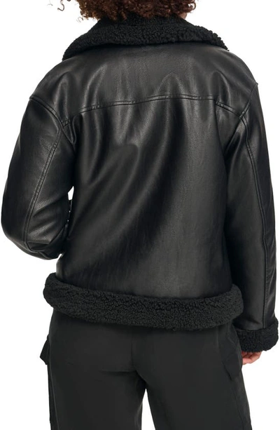 Levi's® High Pile Fleece Asymmetrical Faux Leather Jacket In Black