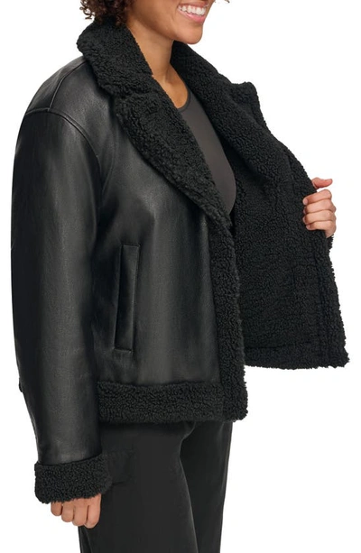 Levi's® High Pile Fleece Asymmetrical Faux Leather Jacket In Black