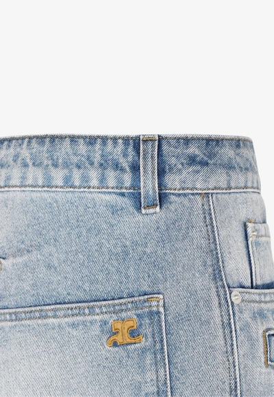 Shop Courrèges Chaps Jeans With Cut-out Detail In Light Blue