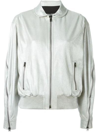 Tom Ford Zipped Sleeve Bomber Jacket In Silver