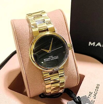 Pre-owned Marc Jacobs The Round Watch  For Ladies: Gold + Black. Rrp £310