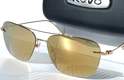 Pre-owned Revo Air 3 Shiny Gold Polarized Champagne Lens Sunglass 1209 04 Ch