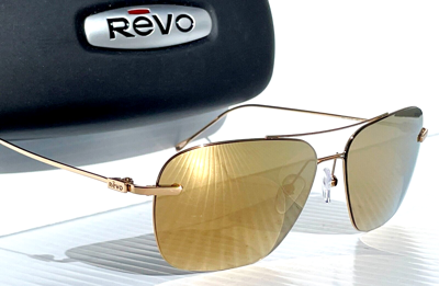 Pre-owned Revo Air 3 Shiny Gold Polarized Champagne Lens Sunglass 1209 04 Ch