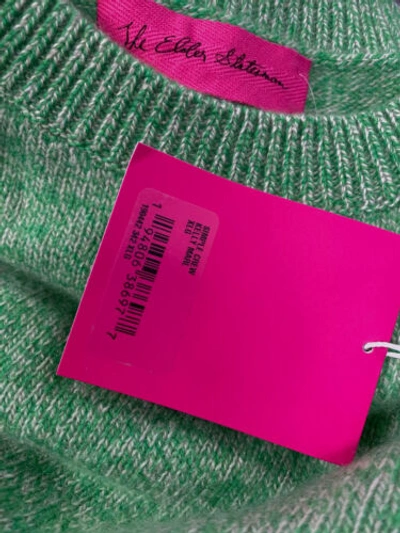 Pre-owned The Elder Statesman $995  Women's Green Cashmere Crewneck Sweater Size Xl