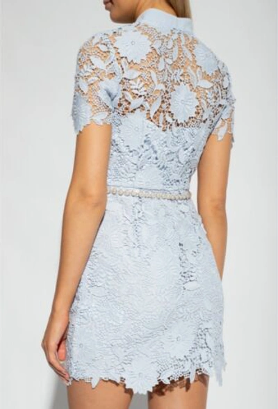 Pre-owned Self-portrait Authentic Guaranteed  Blue Floral Lace Mini Us0,2,4,6,8 (10)