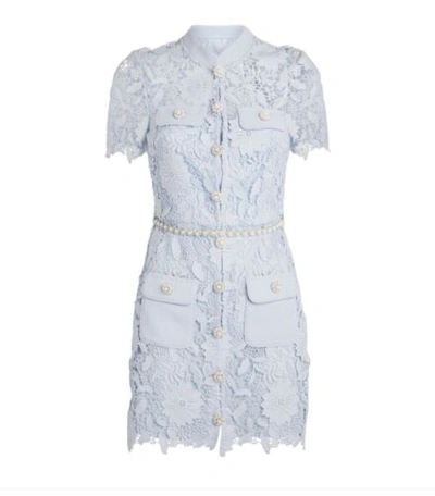 Pre-owned Self-portrait Authentic Guaranteed  Blue Floral Lace Mini Us0,2,4,6,8 (10)