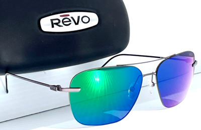 Pre-owned Revo Air 3 Satin Gunmetal Polarized Photochromic Evergreen Sunglass 1209 00 Gnp In Green