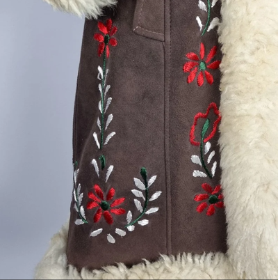Pre-owned Vintage Long  1960s Afghan Penny Lane Coat With Natural Sheep Fur - Sheepskin In Brown