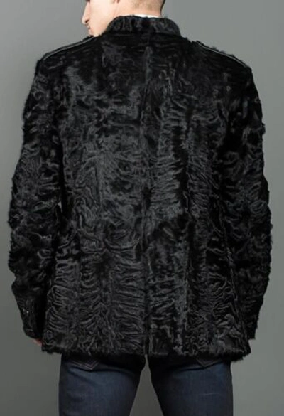 Pre-owned Handmade Brand Black Real Persian Lamb Fur Jacket Karakul Fur Vent Coat All Sizes