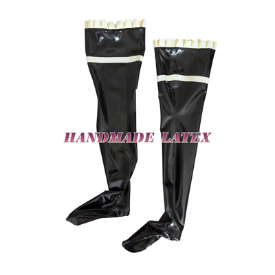 Shop Pre-owned Handmade Latex Catsuit Rubber Maid Uniform Dress Black With White Trim Tie Bowknot Corset