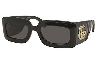 Pre-owned Gucci Women's Matelasse 90s Rectangular Sunglasses, Black Black Grey, One Size In Gray