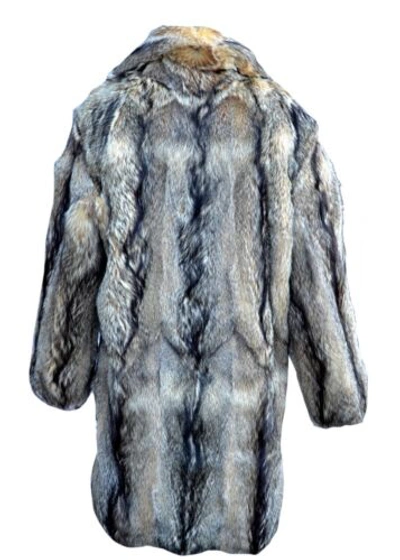 Pre-owned Handmade Man Real Coyote Fur Long Coat All Sizes Custom Sizes In Natural Color