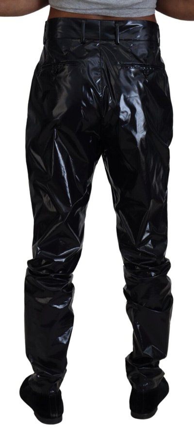 Pre-owned Dolce & Gabbana Pants Black Shining Nylon Skinny Men Trouser It48/w34/m 1050usd