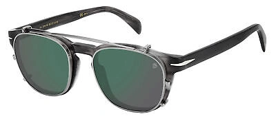 Pre-owned David Beckham Db 1117/cs Grey Horn Silver/green Clip On 50/20/145 Men Sunglasses In Green Folding Clip On