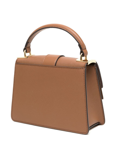 Shop Michael Kors Mini Greenwich Leather Crossbody Bag In Brown