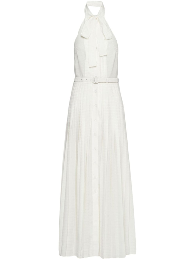 Shop Prada Jacquard Pleated Dress In White