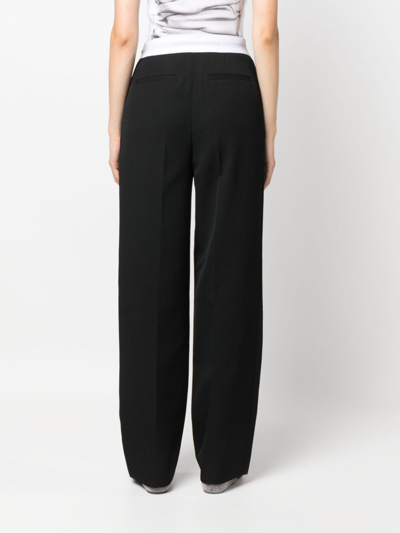 Alexander Wang Logo-waistband Straight-leg Trousers In Black