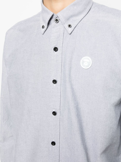 Shop Aape By A Bathing Ape Logo-patch Cotton Shirt In Grey