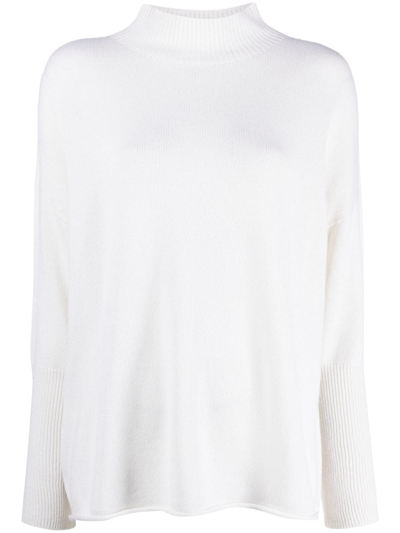 Shop Le Tricot Perugia High-neck Wool-blend Jumper In White
