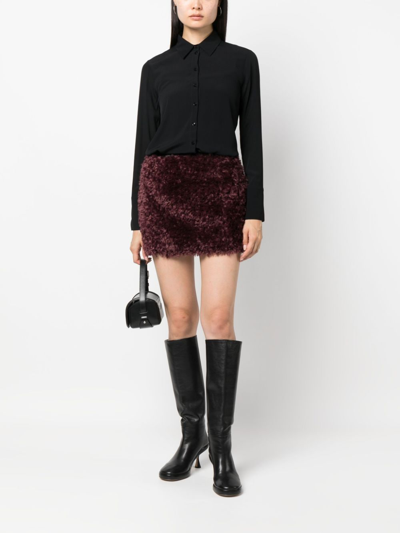 Patrizia Pepe Brushed-effect Faux-fur Miniskirt In Black