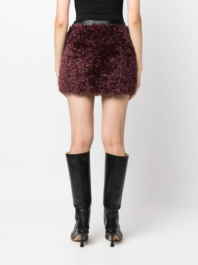 Shop Patrizia Pepe Brushed-effect Faux-fur Miniskirt In Black