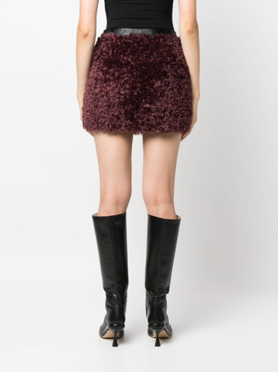 Patrizia Pepe Brushed-effect Faux-fur Miniskirt In Black
