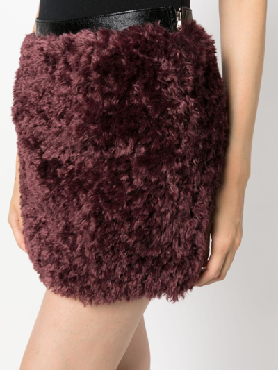 Patrizia Pepe Brushed-effect Faux-fur Miniskirt In Black