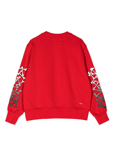 Shop Amiri Bones-print Cotton Sweatshirt In Red