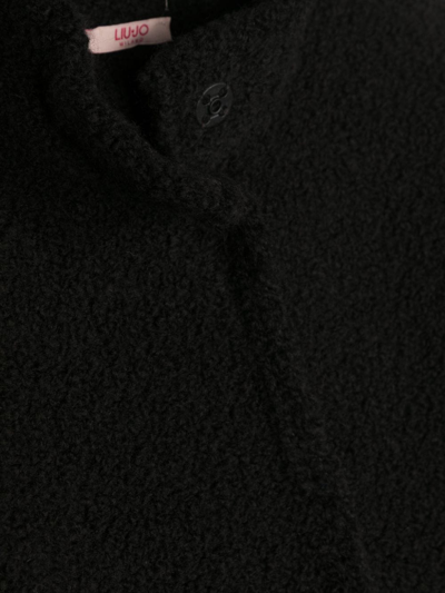 Shop Liu •jo Faux-shearling Coat In Black