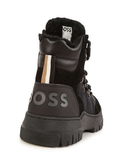 Shop Bosswear Logo-print Lace-up Boots In Black