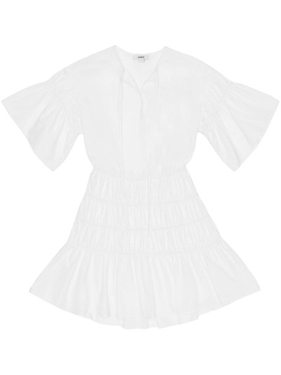 Shop Jason Wu Ruched Flared Cotton Minidress In White