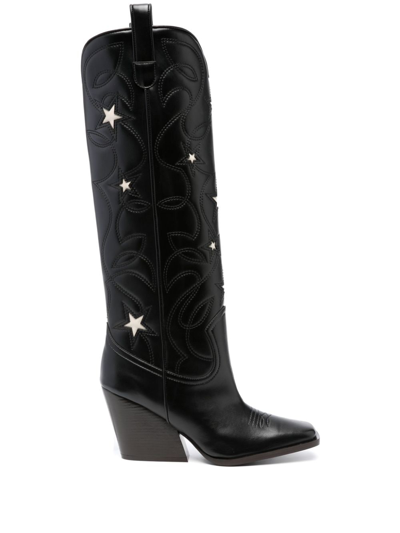 Shop Stella Mccartney Black Star 80mm Cowboy Boots