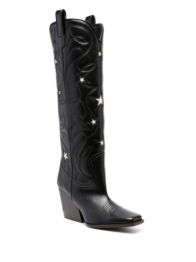 Shop Stella Mccartney Black Star 80mm Cowboy Boots