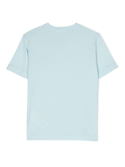 Shop Stone Island Junior Compass Logo-patch Cotton T-shirt In Blue