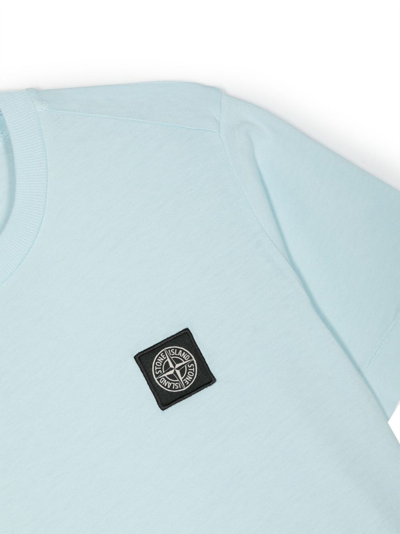 Shop Stone Island Junior Compass Logo-patch Cotton T-shirt In Blue