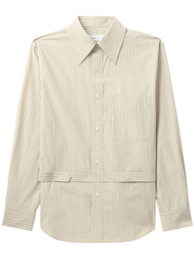 Shop Toga Striped Button-up Shirt In Neutrals