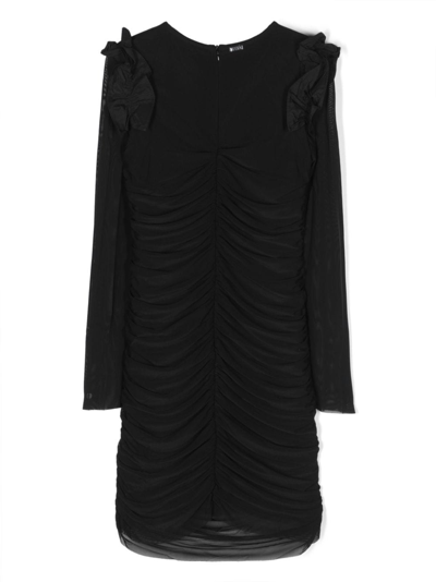 Shop Liu •jo Draped Sheer Dress In Black