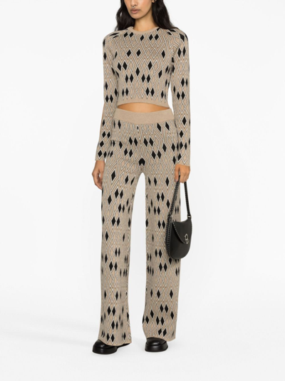 Remain Birger Christensen Geometric-pattern Cropped Jumper In Neutrals