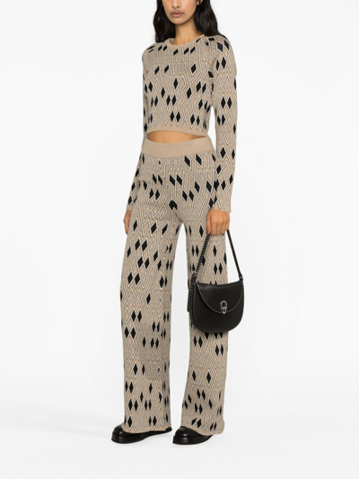Remain Birger Christensen Geometric-pattern Cropped Jumper In Neutrals