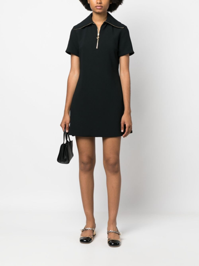 Shop Patou Short-sleeve Zip-detail Dress In Black