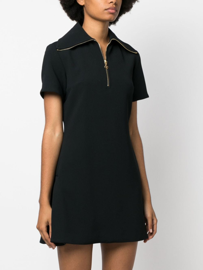 Shop Patou Short-sleeve Zip-detail Dress In Black