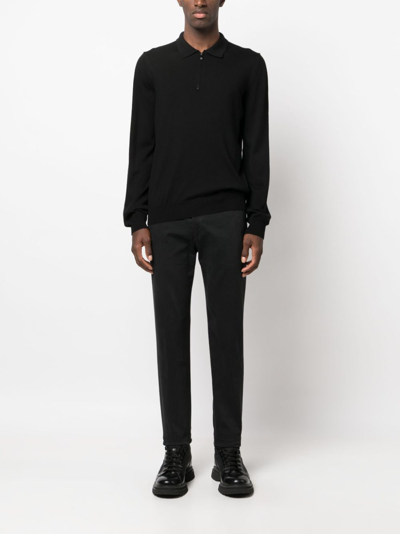 Shop Corneliani Short-zip Virgin Wool Jumper In Black