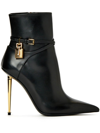 Shop Tom Ford 120mm Padlock Stiletto Boots In Black