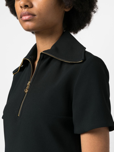 Shop Patou Short-sleeve Zip-detail Dress In Black
