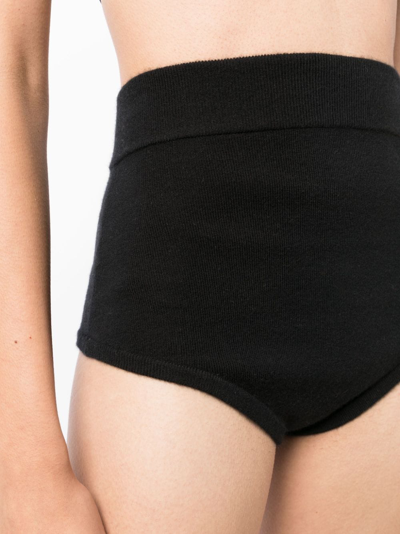 Shop Cashmere In Love Fine-ribbed Knitted Mini Shorts In Black