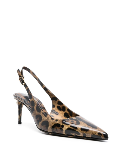 Shop Dolce & Gabbana X Kim 75mm Slingback Leather Pumps In Brown
